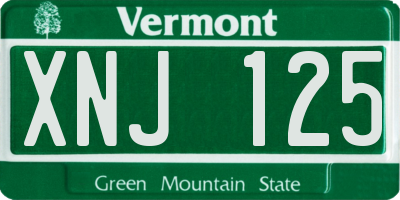 VT license plate XNJ125