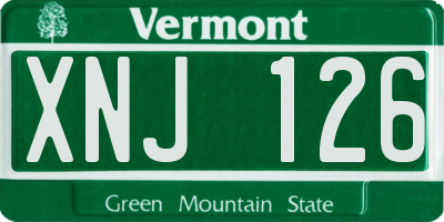 VT license plate XNJ126