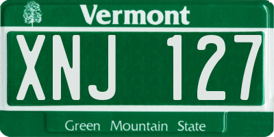 VT license plate XNJ127