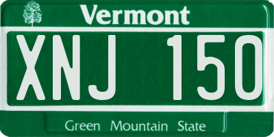 VT license plate XNJ150