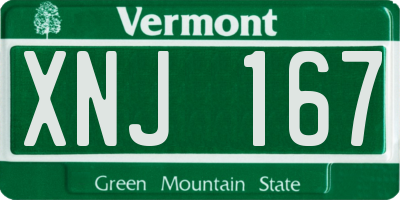 VT license plate XNJ167