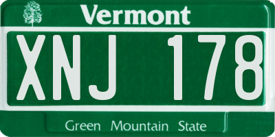 VT license plate XNJ178