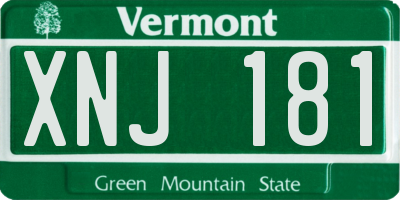 VT license plate XNJ181
