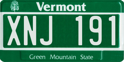 VT license plate XNJ191