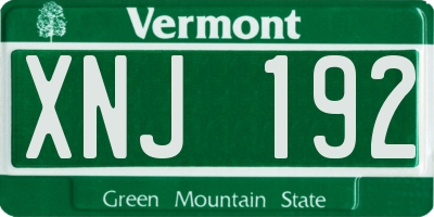 VT license plate XNJ192