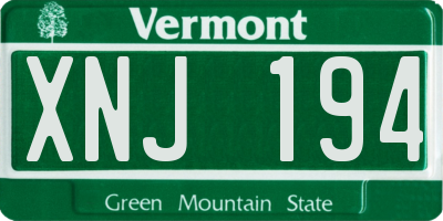 VT license plate XNJ194