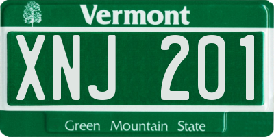 VT license plate XNJ201