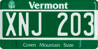 VT license plate XNJ203