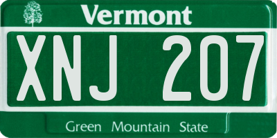 VT license plate XNJ207