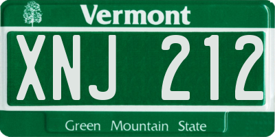 VT license plate XNJ212