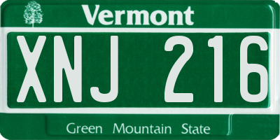 VT license plate XNJ216