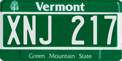 VT license plate XNJ217