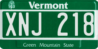 VT license plate XNJ218