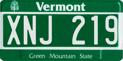 VT license plate XNJ219