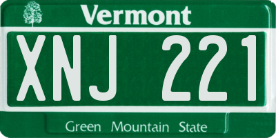 VT license plate XNJ221