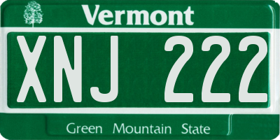 VT license plate XNJ222