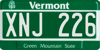 VT license plate XNJ226