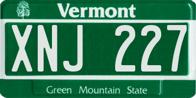 VT license plate XNJ227