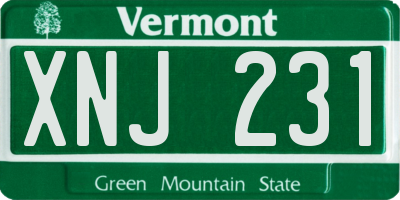 VT license plate XNJ231
