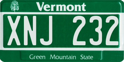 VT license plate XNJ232