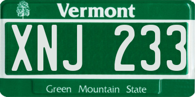 VT license plate XNJ233