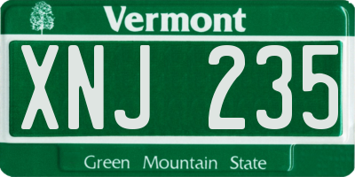VT license plate XNJ235