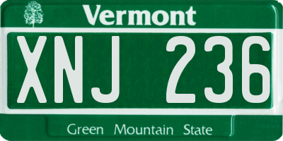 VT license plate XNJ236