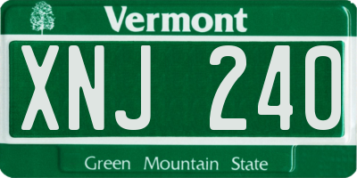 VT license plate XNJ240