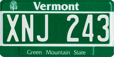 VT license plate XNJ243