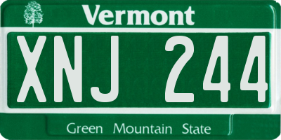 VT license plate XNJ244