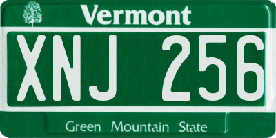 VT license plate XNJ256