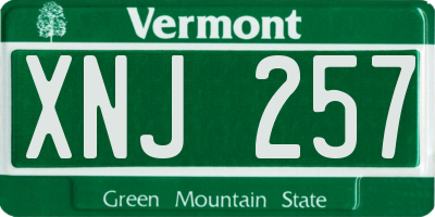 VT license plate XNJ257