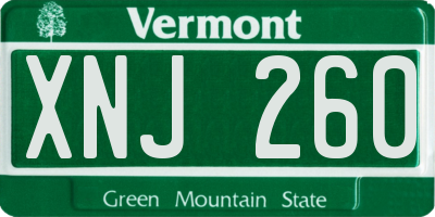 VT license plate XNJ260