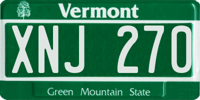 VT license plate XNJ270