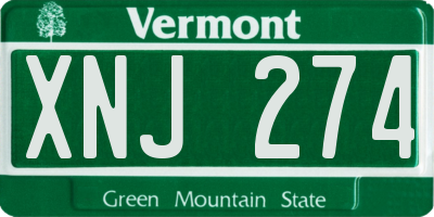 VT license plate XNJ274