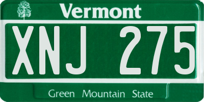 VT license plate XNJ275