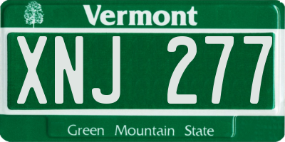 VT license plate XNJ277