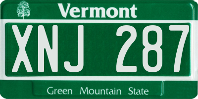 VT license plate XNJ287