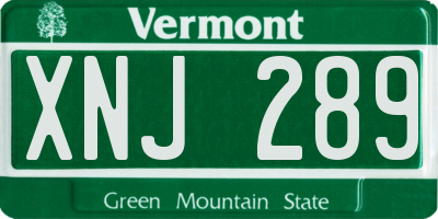 VT license plate XNJ289