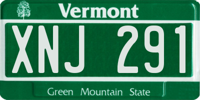 VT license plate XNJ291