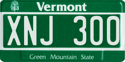 VT license plate XNJ300