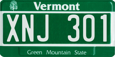 VT license plate XNJ301