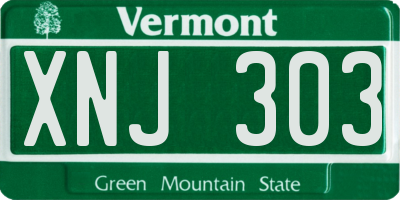 VT license plate XNJ303