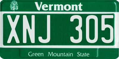 VT license plate XNJ305
