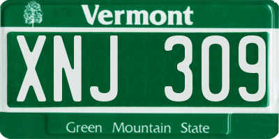 VT license plate XNJ309