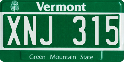 VT license plate XNJ315