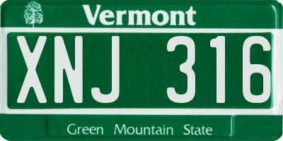 VT license plate XNJ316
