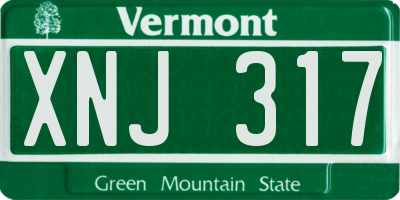 VT license plate XNJ317