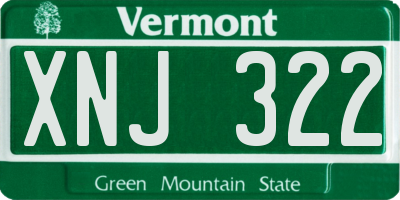 VT license plate XNJ322