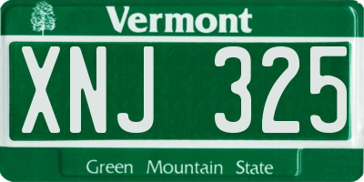 VT license plate XNJ325